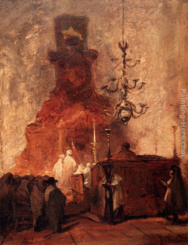 Johannes Bosboom A Synagogue Interior The Askenazi Synagogue, The Hague